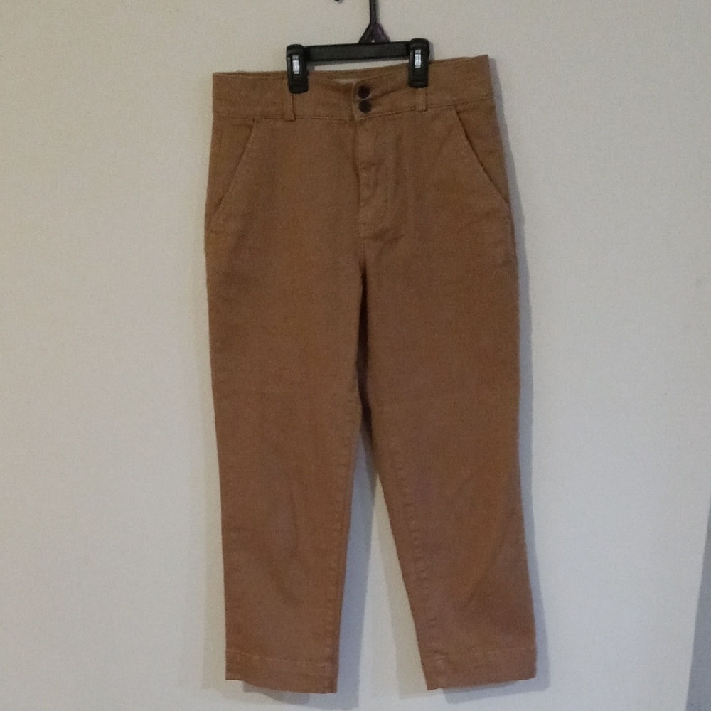 Everlane Tan Organic Cotton Wide Leg Cropped Pants